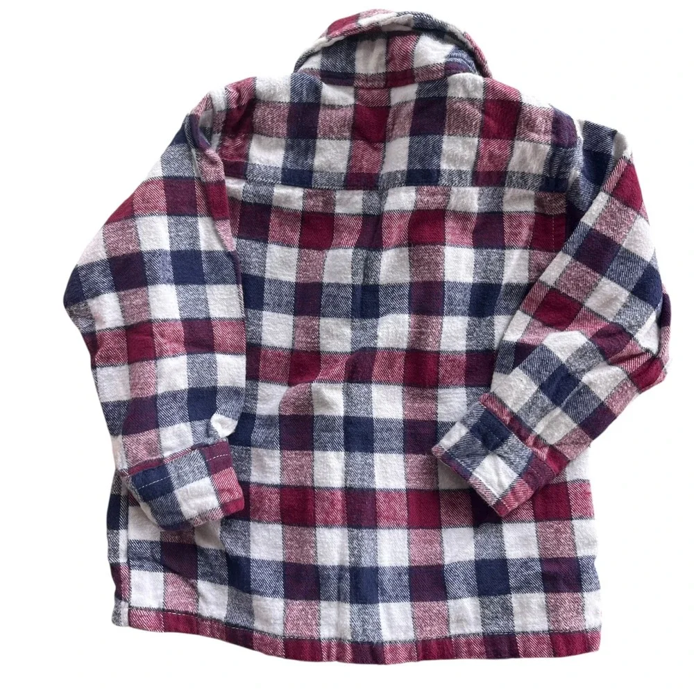 In Design Kids Vintage Sz 18 Months Burgundy Corduroy Overalls Flannel Shirt Set